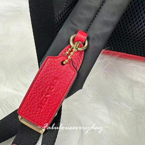 Coach Court Backpack In Maxi Signature Canvas/Gold/Walnut/Red CCK72 NWT main image 3